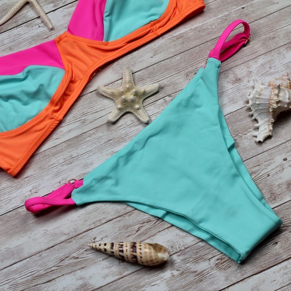 High quality Brazilian bikini set Neon top bottom - Picture 3 of 14